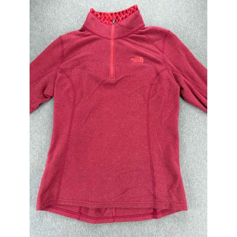 North Face Pullover Womens S Red Glacier Micro Fleece Quarter Zip Jacket Outdoor